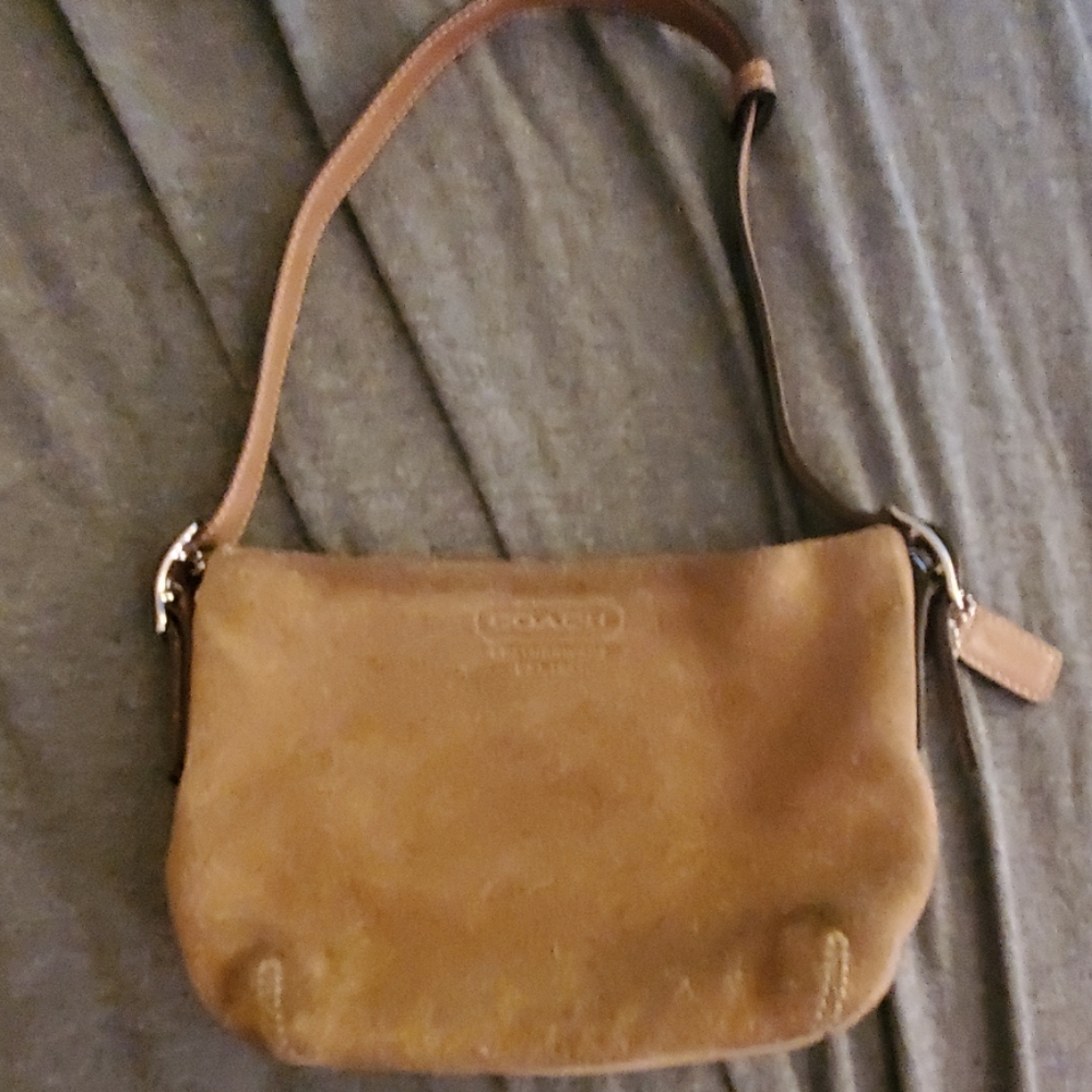 Tan mini leather Coach bag